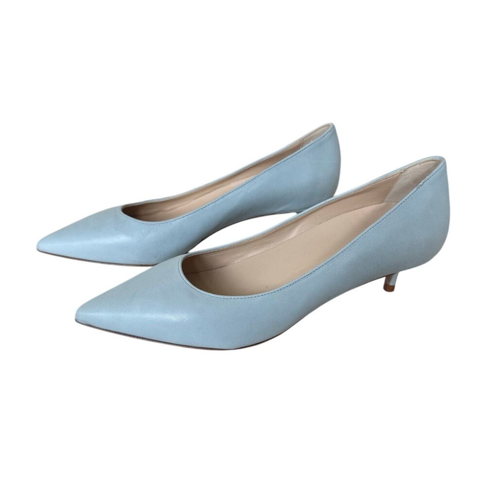 Butter Natacha Massi Made in Italy Blue Leather Kitten Heel Pumps Size 7B - Picture 3 of 5